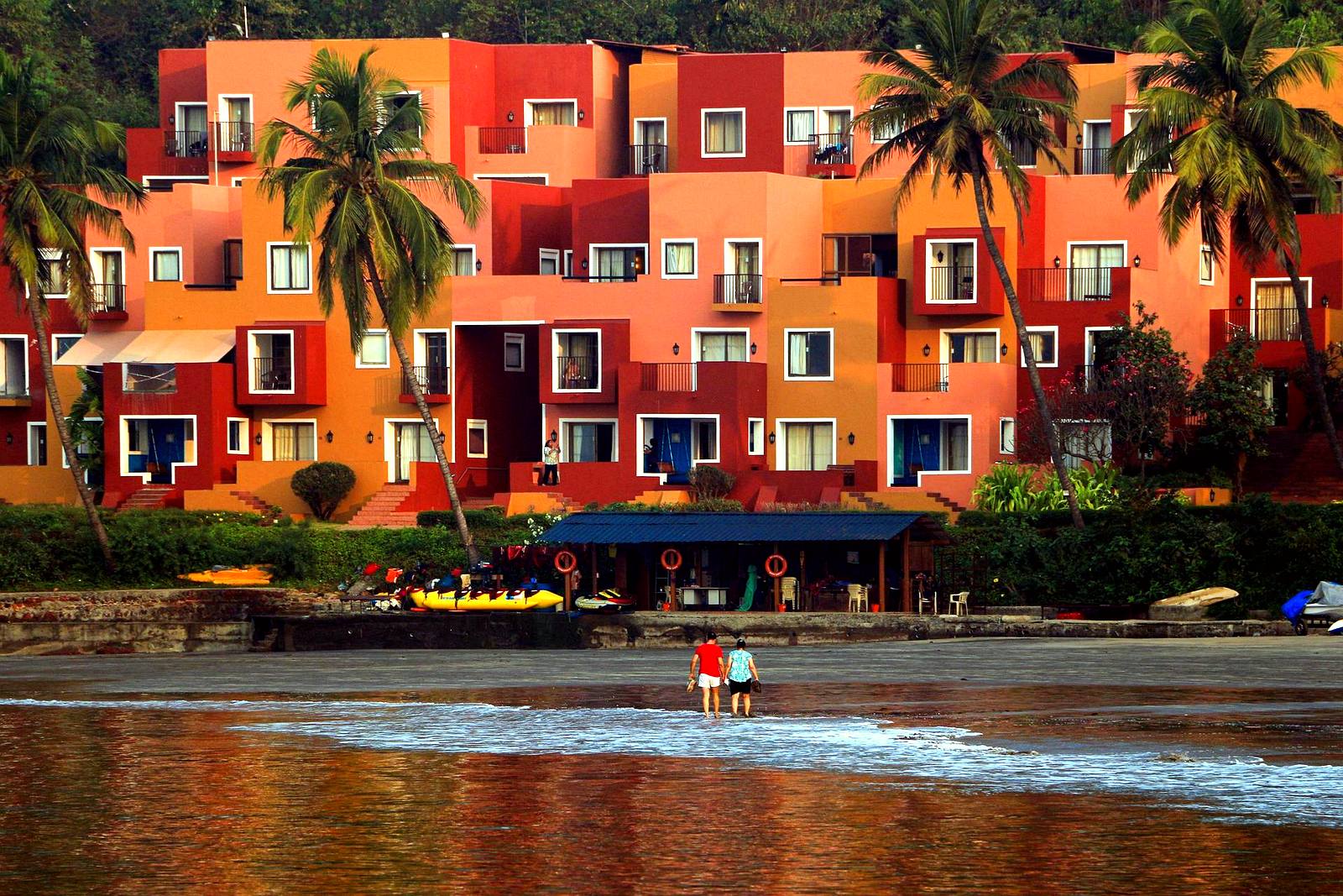 Palm-lined beach on the Goan coast of the Arabian Sea